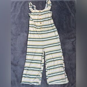 Striped Kids Jumpsuit in White, Green, and Yellow